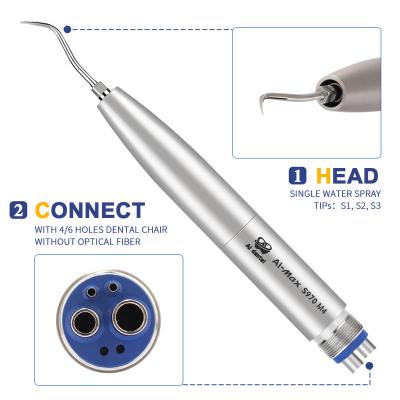 China Dental Metal Air Scaler Handpiece Without Body Oscillation Frequency 5,500~6,000Hz 4/6 Holes Optical Lightweight Stainless Titanium AI-S970-M4 for sale