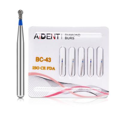 China For Handpiece Because-43 Diamond Burs Dental Consumables High Speed ​​Handpiece Blue Ring FG For Teeth Polishing 50pcs/10packs for sale