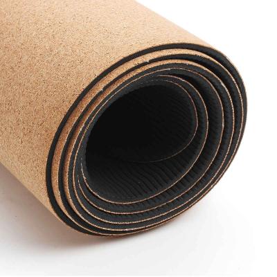 China Durable Professional Non Slip Design Exercise Gym Fitness 6mm Custom Tape Cork Yoga Mat for sale