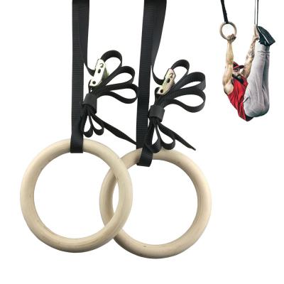 Китай Durable Hot Selling Wooden Gymnastic Ring With Nylon Straps For Gym продается