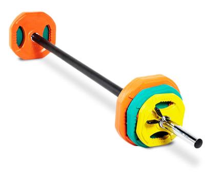 China Durable Gym Fitness Lifting Up Colorful Rubber Coated Adjustable Barbell Weight Set for sale