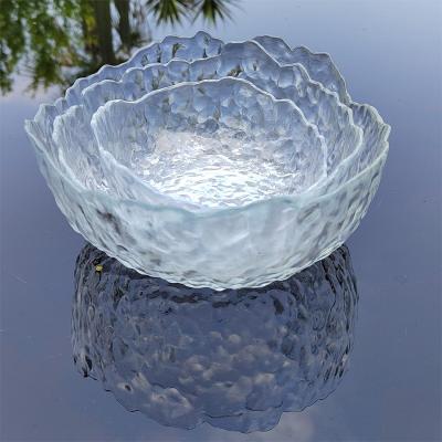 China Best Selling Sustainable High Borosilicate Clear Glass Salad Bowl Easy To Wash Glass Dessert Bowl for sale