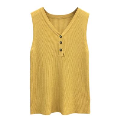 China Summer Anti-shrinkage Ladies Throw Vest Bottoming Shirt Knit Sweater V-Neck Ladies Sleeveless Tops for sale