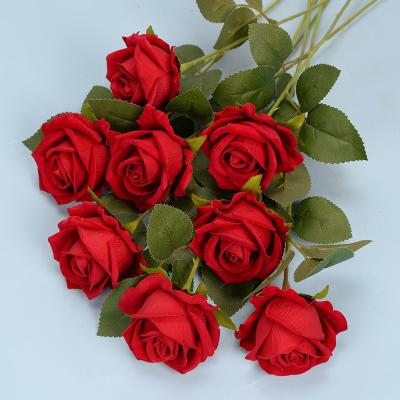 China Fashional Amazon Red Roses Real Stems Artificial Flowers Seeming Silk Roses For Wedding Bouquets for sale