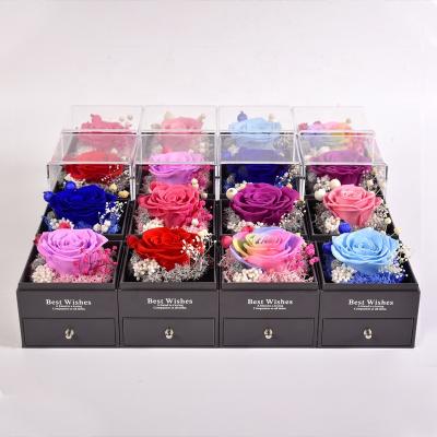 China Custom Fashional Popular Acrylic Flower Box Rainbow Acrylic Flower Rose Box for sale