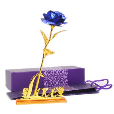 China Fashional 24K Rose Flowers With Luxury Gift Box Valentine's Day Artificial Gold Party Supplies Foil Gold Flower for sale