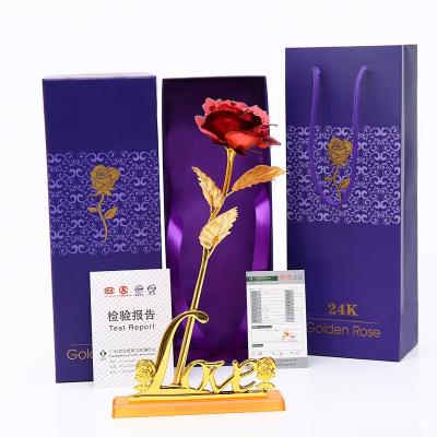 China Fashional Amazon Popular Customized Gift Box With 24K Gold Rose Flower Artificial Golden Roses For Sale for sale