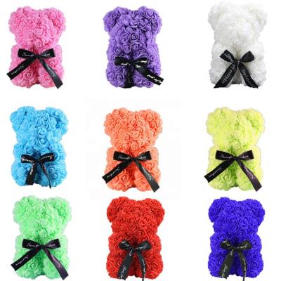 China Popular Fashional Valentine's Day Rose Bear Gift 25cm Proposal Flower Roses Teddy Bear Luxury Custom Box Bear Box for sale