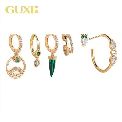 China FASHIONABLE gold xuping explosive owl set champagne green and white diamond zircon earrings super flash set for sale