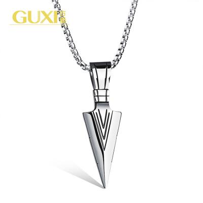 China Hiphop GUXI Retro Metal Clothing Accessories iqos Necklace Personality Spearhead Pendant For Men's Necklaces Hiphop Gold Plated Alloy for sale