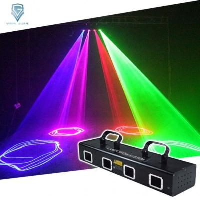 China 150 mW RGB 4 Head Nightclub Stages Sports Home Party DJ Bar Disco Laser Light Projector for sale