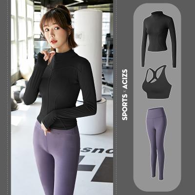 China QUICK DRY women summer workout gym women sports clothes 3 pieces of fitness sportswear sets for sale