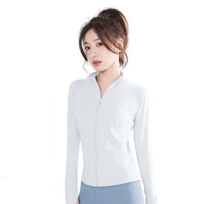 China 2022 Hot Selling Anti-wrinkle sexy blue black zipper down yoga sport women jacket women blazer for sale