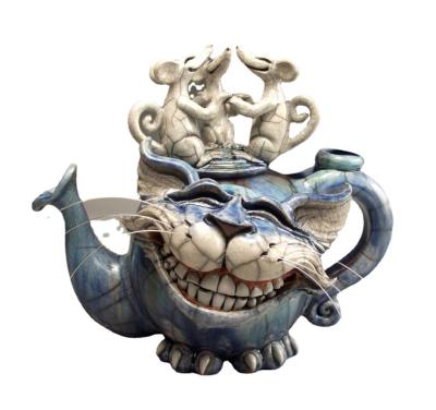 China Apply to all factory customized Animal Resin Art Cat Teapot Demon Cat Resin craft ornament custom bjd for sale