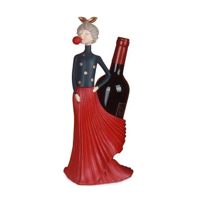 China All Regions Resin Custom Statue Girl Home Decoration Fashion Home Modern Wine Rack For Living Room Decoration for sale