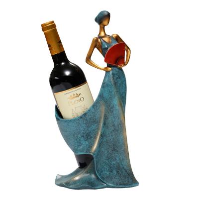 China All regions factory wholesale creative home furniture painted beauty wine rack resin crafts for sale