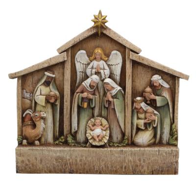 China Statue Religious Decoration All Sacred Crafts Family and Star of Bethlehem Custom Resin Painted Applicable for sale