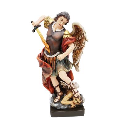 China All Applicable Factory Direct Sale Arcangl Archangel Michael Statue Holding A Sword Home Decoration Gift 3d Resin Custom for sale