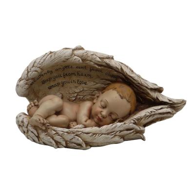 China All Applicable Manufacturers Customize Resin And Stone Decorative Crafts Of Jesus Dolls Sleeping In Angel Wings for sale