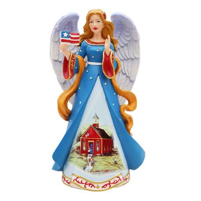 China All Applicable Custom Resin Angel Statue Holding American Flag Independence Day Souvenirs Home Decoration Makers Customize Any Resin for sale