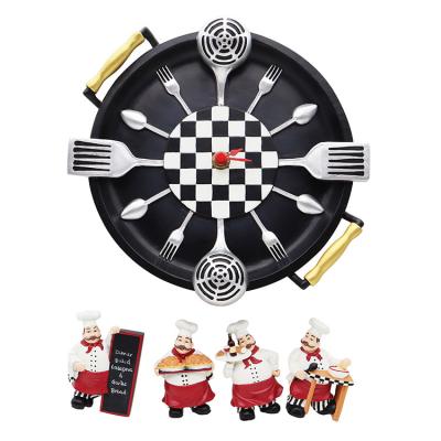 China All Applicable Gift High Quality Resin Event Decoration Wall Hanging Restaurant Set Restaurant Clock Statue Chef Wall Hanging OEM Custom Resin for sale