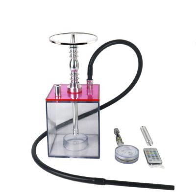 China Acrylic hookah with led light hot sale new cubic shisha design led transparent light acrylic hookah for sale