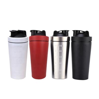 China Custom Logo Gym Sports Metal Colorful Protein Shaker Bottle With Mixing Ball Viable Wholesale for sale