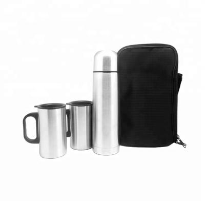 China New Promotion Gift 2 PORTABLE Wholesale Coffee Mugs Travel Double Cup Tumbler Wall Stainless Steel Vacuum Flask Set for sale