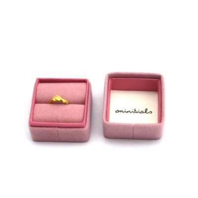 China Cheap Handmade Custom Logo Velvet Ring Box For Wedding for sale