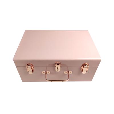 China 2021 Wooden Lady Classic Fashion Suitcase Pink Leather Storage Case for sale