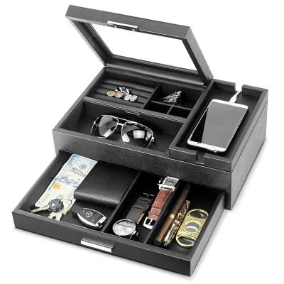 China Best Decorative Hook Stocked All Tray Leather Large or Small/With Charging Station Drawer and Organizer for sale