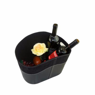 China Viable New Design PU Wine Rack Luxury Leather Wine Basket for sale