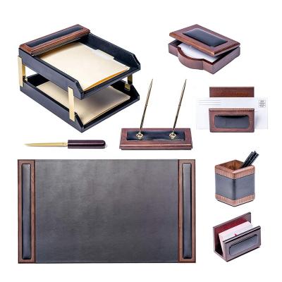 China Classic Hotel Customized Organizer Desk Stationery Set With 8 Compartments Desk Organizer for sale