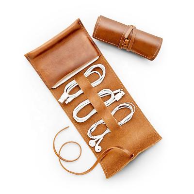 China Custom Personalized Leather Protable Travel Case Rope Organizer for sale