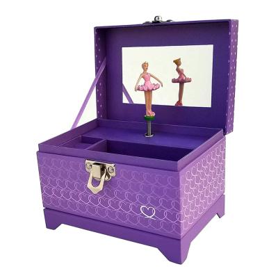 China 100% handmade personalized leather music cardboard jewelry musical jewelry boxes with dancing ballerina for sale