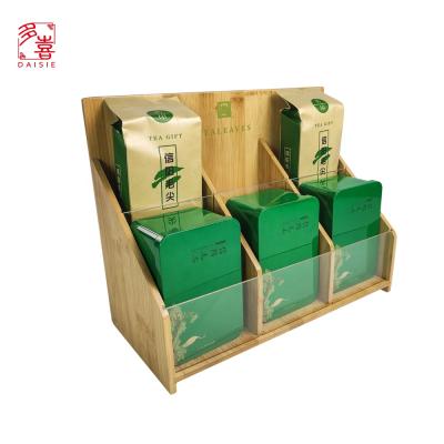 China Exquisite luxury bamboo tea rack gift box tea storage storage box acrylic tea bag holder for sale