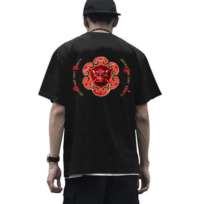 China New Design Chinese Style Anti-Shrink T-shirt Man Use Casual Clothing T-shirts Black T-shirt for sale