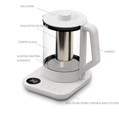 China 360 Degree Rotation Base Chinese Coffee 1.5L Tea Maker Kettle 220V Household Electric Glass Tea Maker for sale