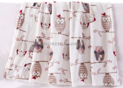 China Lovely Rotary Printing Children Flannel Blanket , Owl Printed Flannel Bed Blanket for sale