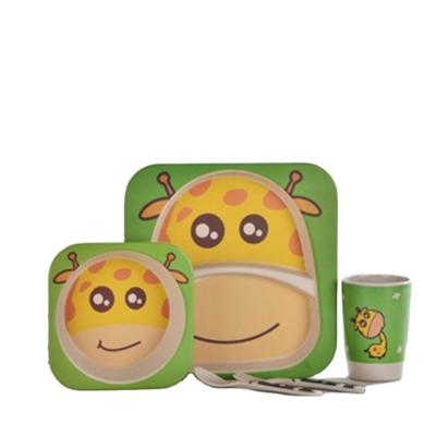 China Eco Friendly Microwavable Bamboo Fiber 2 Compartments Kids Bento Lunch Box With Bowl Spoon And Fork for sale