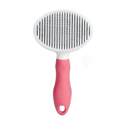 China Factory Hot Selling Sustainable Easy Using Dog Brush To Shed Dog Hair Brush Pet Grooming Comb With Self Cleaning Bottom for sale