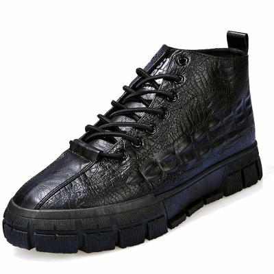 China 2021 Cheap Comfortable Shoes Fashion Crocodile Pattern Winter New Product Massage High Top Sneakers Wholesale Leather Shoes for sale