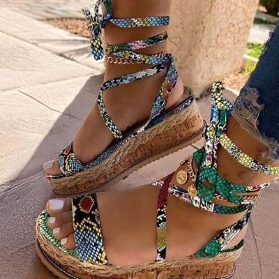 China Cushioning 2021 March Expo Selection Ladies Sandals Shoes Platform Flat Sandals Open Toe Women Heels for sale