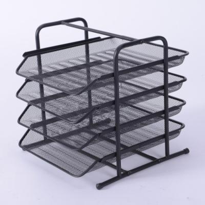 China Portable Wire Mesh 2 Tier A4 Paper File Storage Desk Tray Holder Organizer Metal Office Stationery with Sliding Drawer for sale