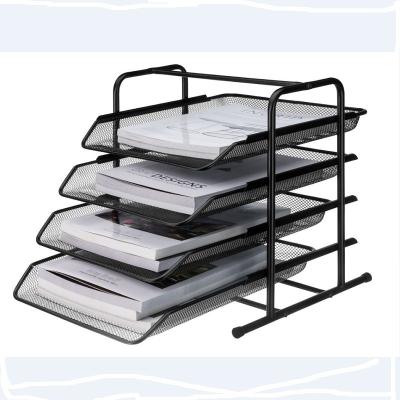 China Eco - Friendly Metal Mesh 4 Tier Document Tray A4 Paper Office Document Letter Tray for sale