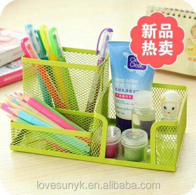 China Eco - Friendly Wire Mesh Office Desk Container With Note Holder Pen Holder for sale