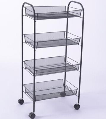 China Space Saver Kitchen Fruit And Vegetable Storage Metal Wire 3 Tier Stainless Rolling Block With Wheels for sale