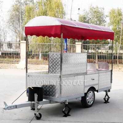 China Heavy Duty Push Cart Commercial Catering Customized Mobile Hot Dog Cart With Flat Grill For Sale for sale