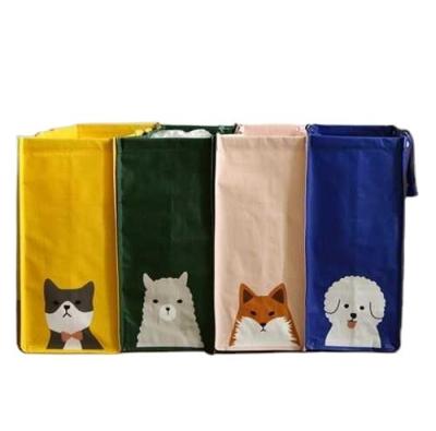 China Folding 3 Set Waterproof Separate Recycle Waste Baskets Customize Printed PP Woven Garbage Matching Bag for sale