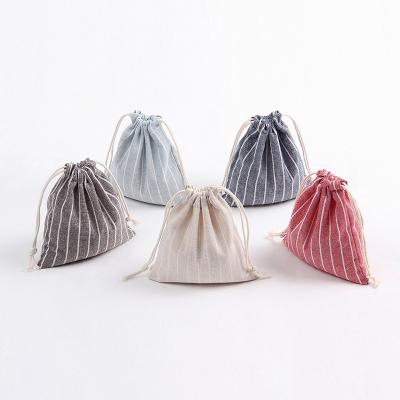 China High Quality Cotton Canvas Stripe Soft-Loop Organic Drawstring Bag for sale